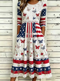 Women's Independence Day Patchwork Print Maxi Dress