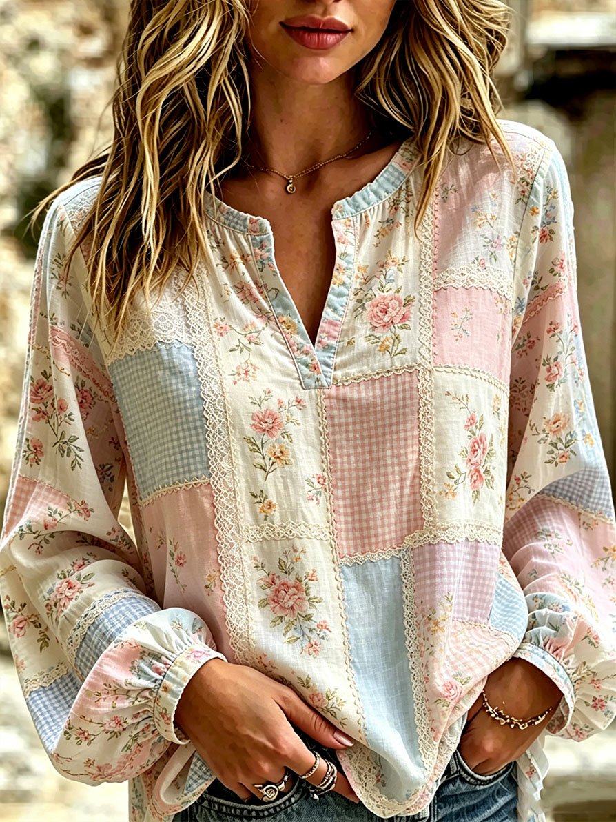 Women's Casual Pink Floral Top