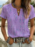 Women's Purple Printed Short-Sleeve T-Shirt