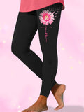 Women's Breast Cancer Awareness Pink Ribbon Print Leggings