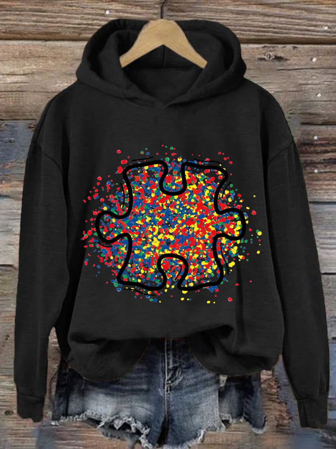 Women's Autism Awareness Print Casual Sweatshirt