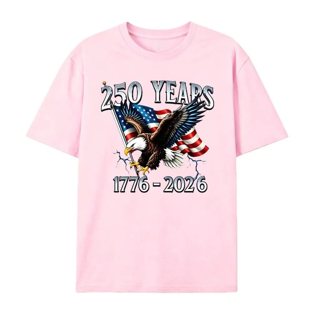250 Years 1776- 2026 United States Flag 100% Cotton T-Shirt