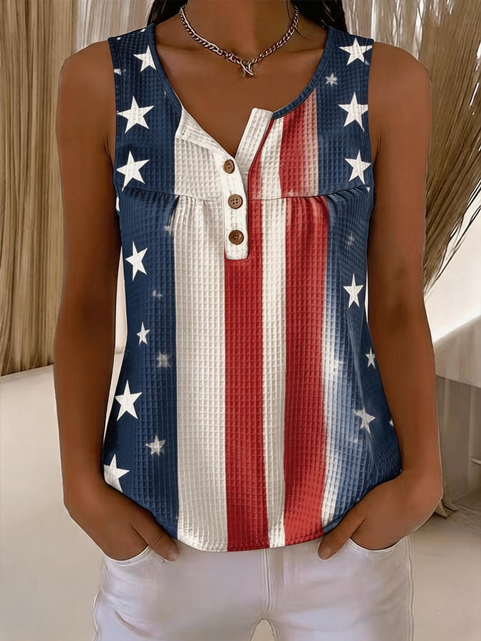 Women's Independence Day Print Waffle-Knit Top