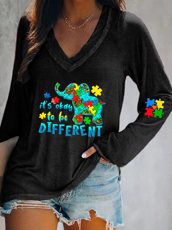 Women's It's Ok To Be Different V-neck T-shirt