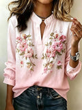 Women's Breast Cancer Awareness Floral Print Shirt