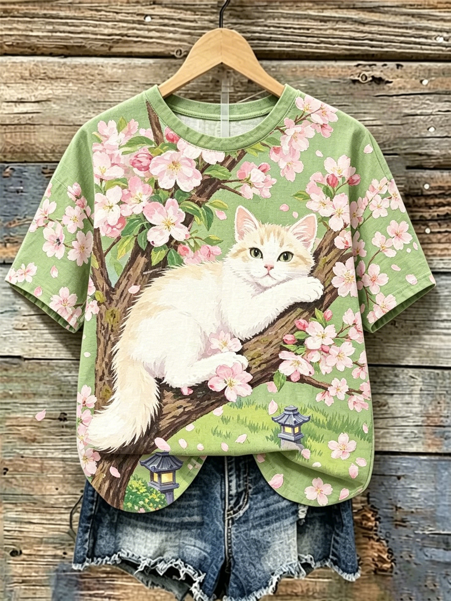 Women's Retro Breast Cancer Floral Print Top