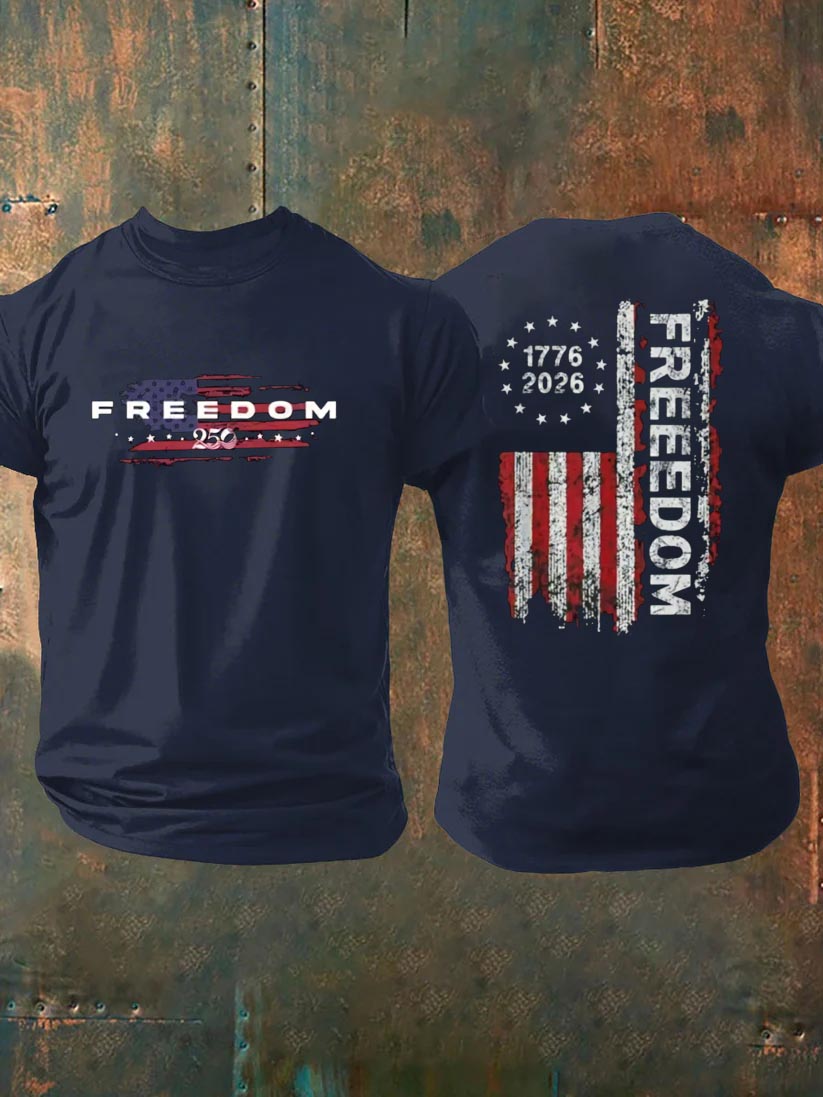 Freedom 250th Anniversary Pattern 100% Cotton T-Shirt