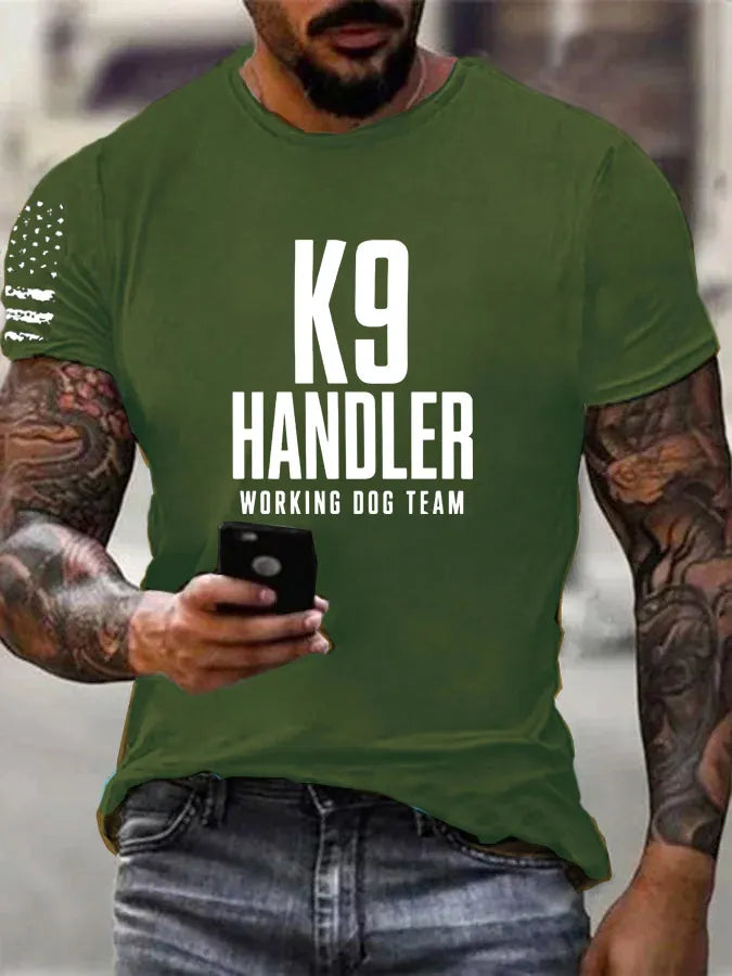 K-9 Handler Working Dog Team Pattern 100% Cotton T-Shirt