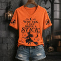 Women's Retro "yes, Actually, I Can Drive A Manual" Halloween Print Casual V-neck T-shirt