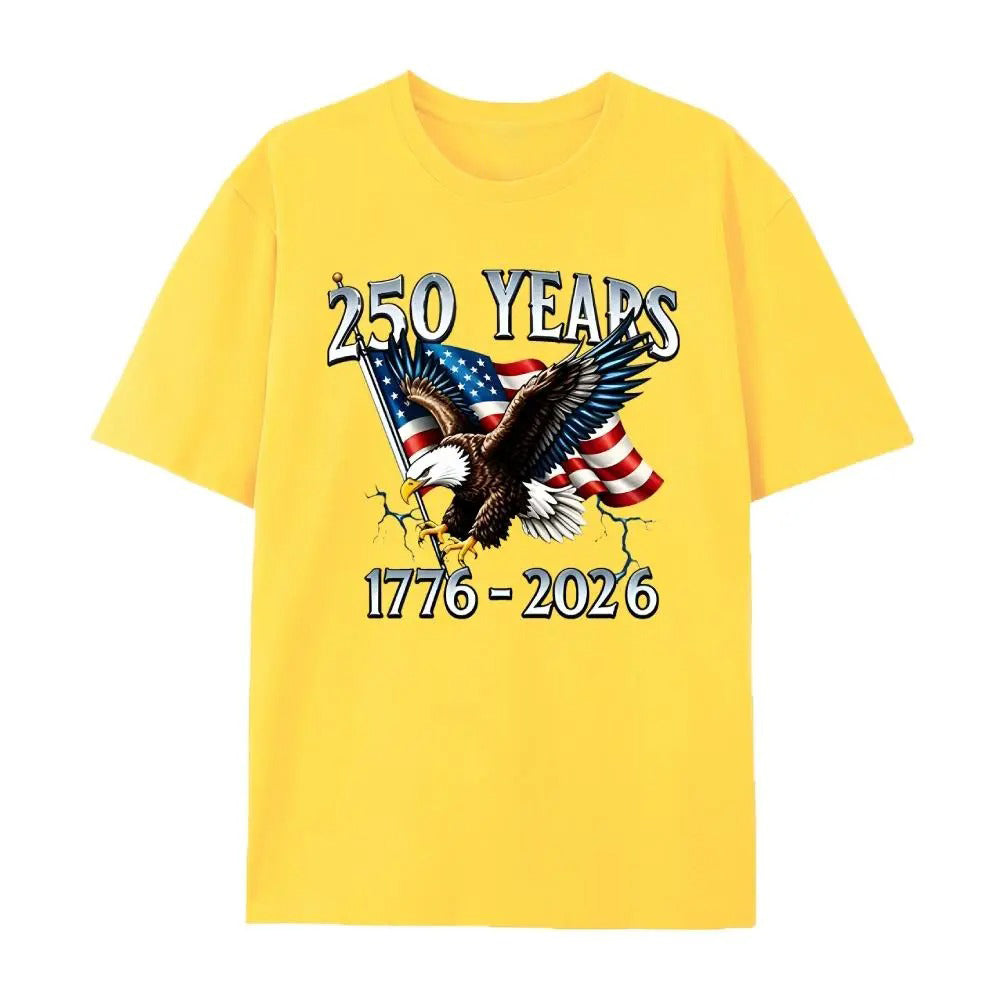 250 Years 1776- 2026 United States Flag 100% Cotton T-Shirt