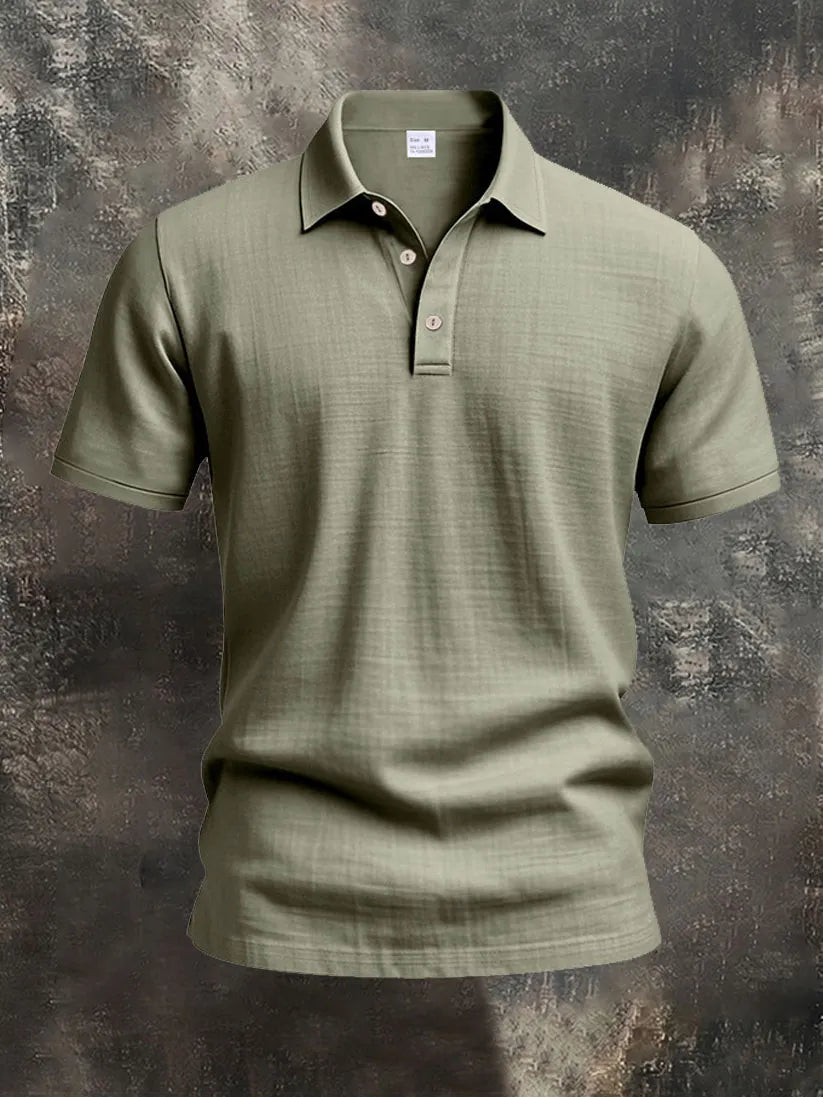 Men's Linen Short Sleeve Polo Shirt