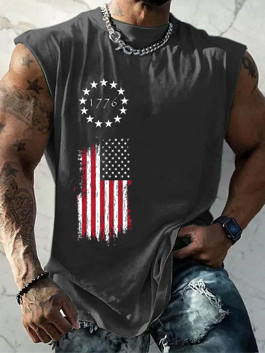 Men'S 1776 American Flag Pattern Print Vest