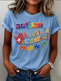 Women'S Casual Autism-Print Short-Sleeve T-Shirt