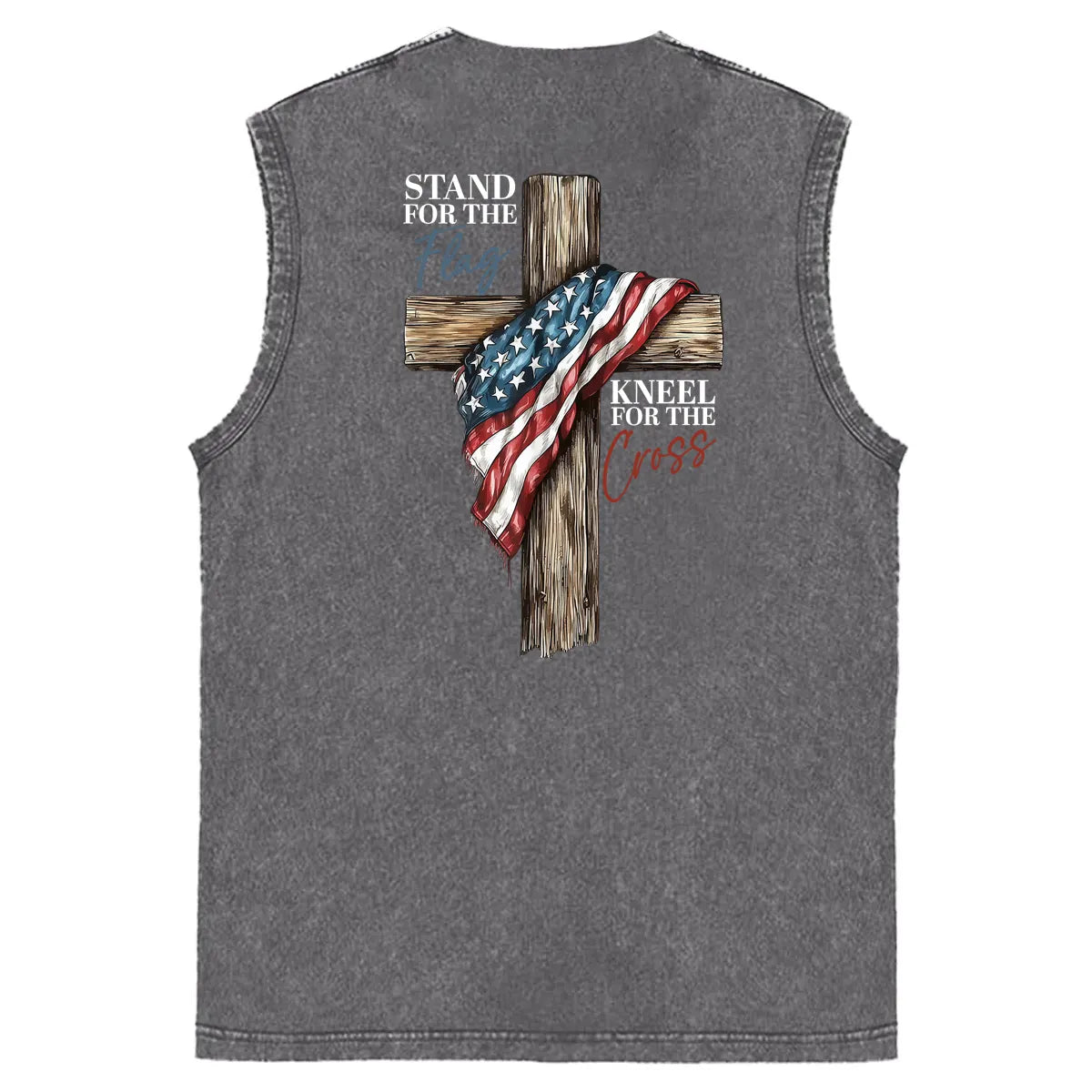 Stand For The Flag Kneel For The Cross Unisex Washed Cotton Sleeveless Tank Tops