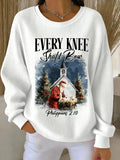 Women's Casual Christmas Print Knit Sweatshirt