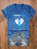 Women's I Wear Blue For Autism Awareness Accept Understand Love V-Neck T-Shirt