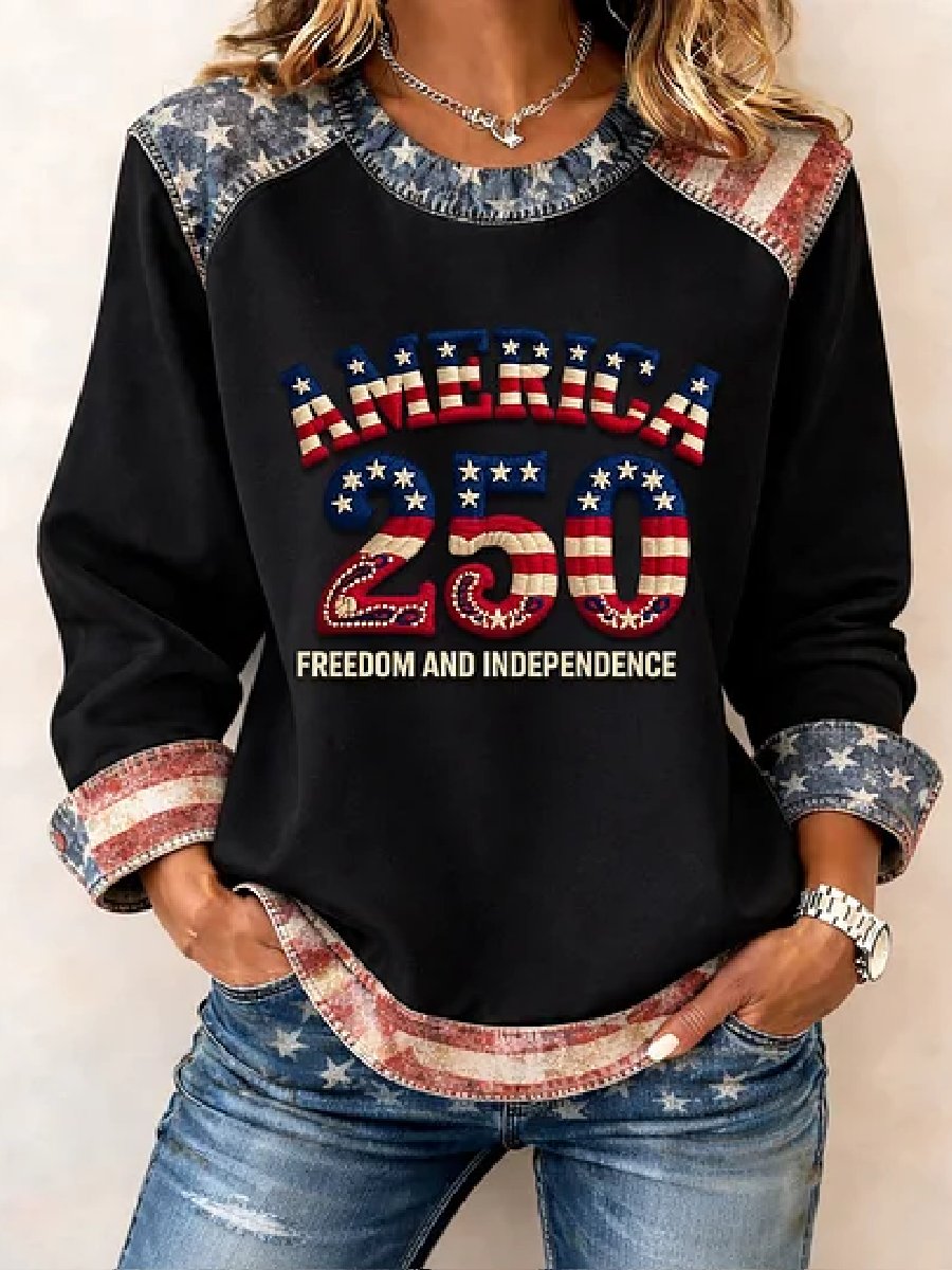 Women's casual hoodie with American 250th anniversary print