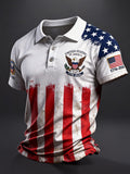Men's 250th U.S. Independence Day Print Casual Short-Sleeve Polo Shirt