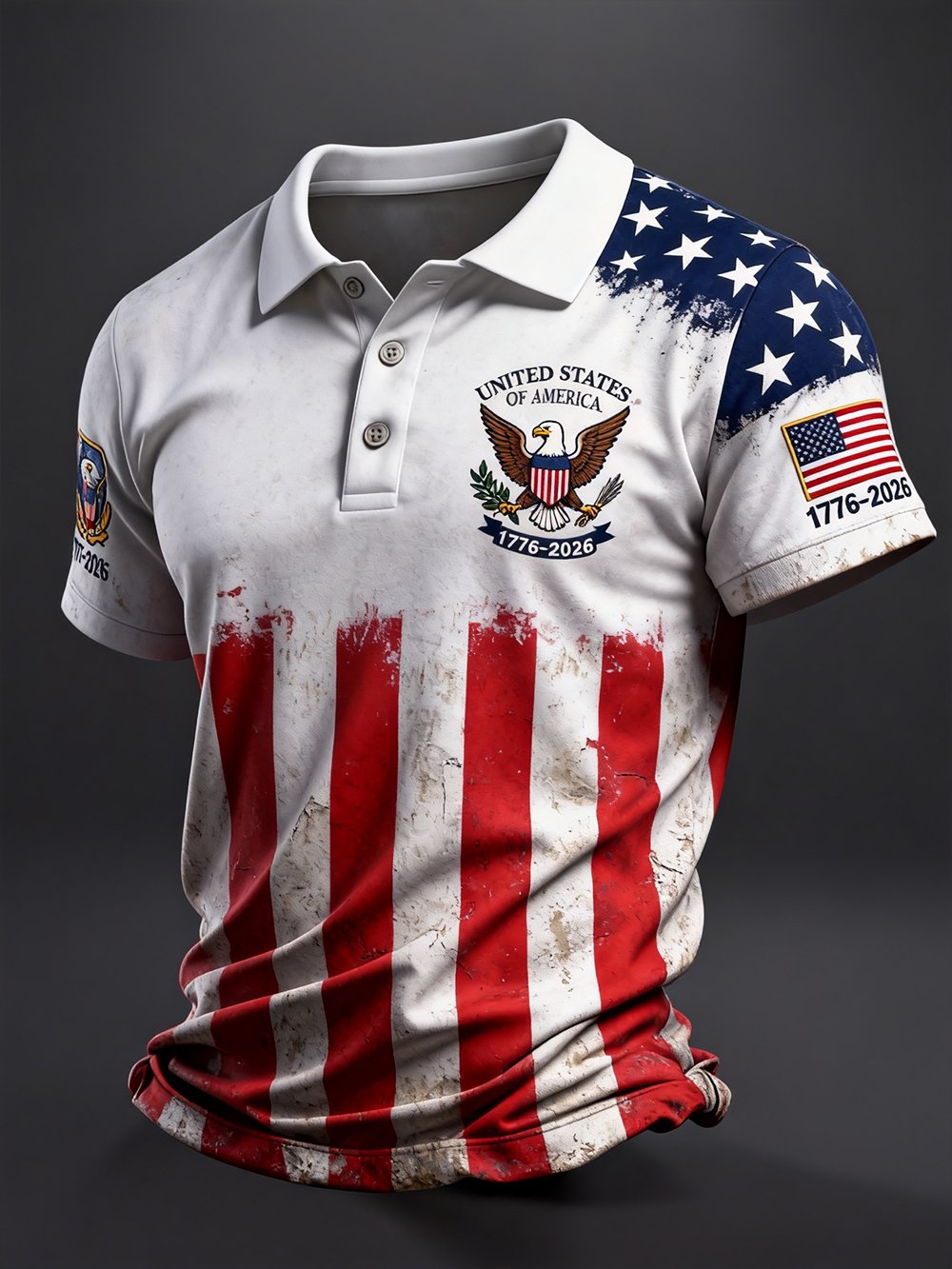 Men's 250th U.S. Independence Day Print Casual Short-Sleeve Polo Shirt
