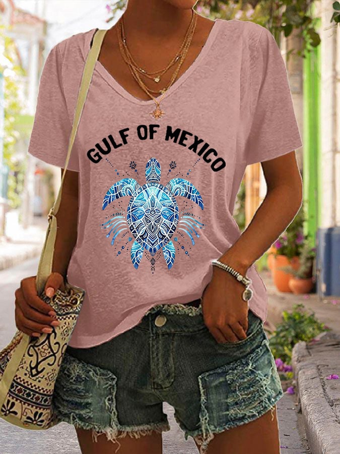 Women's Gulf Of Mexico Print Casual T-Shirt