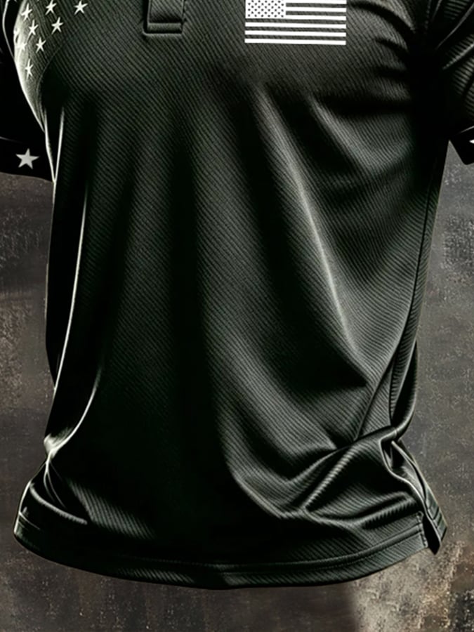 Men's Retro "Patriot" Color-Block Short-Sleeve Polo Shirt