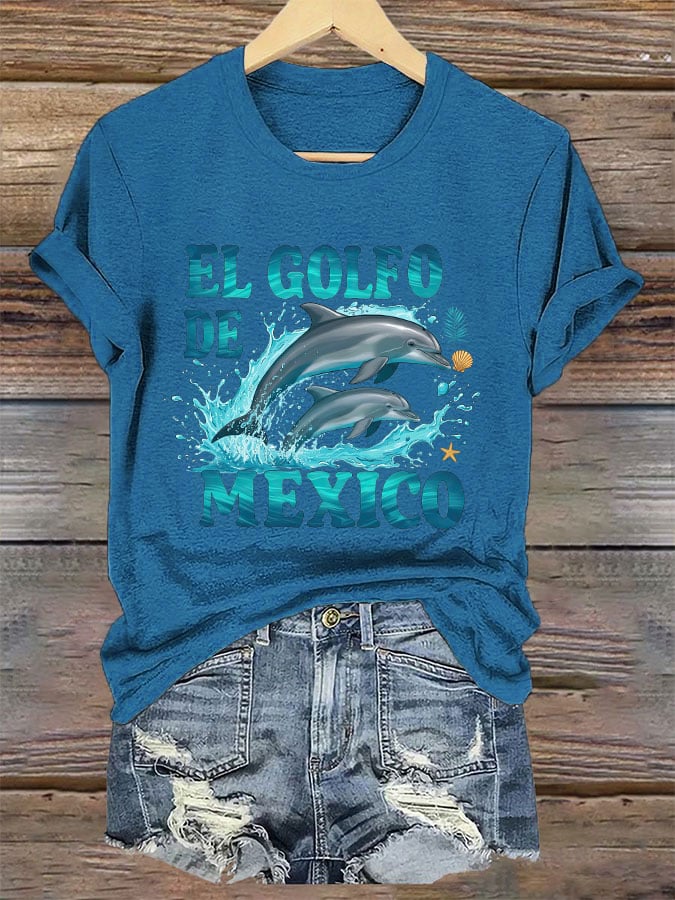 Women's "The Gulf of Mexico" Dolphin Print T-Shirt