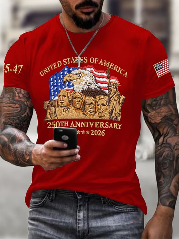 45-47 250th Anniversary 1776-2026 Pattern 100% Cotton T-Shirt