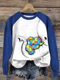 Women's  Autism Awareness Print Long Sleeve Sweatshirt