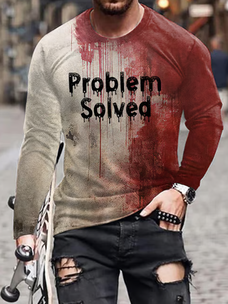 Bloody Problem Solved Halloween Print Long Sleeve T-shirt