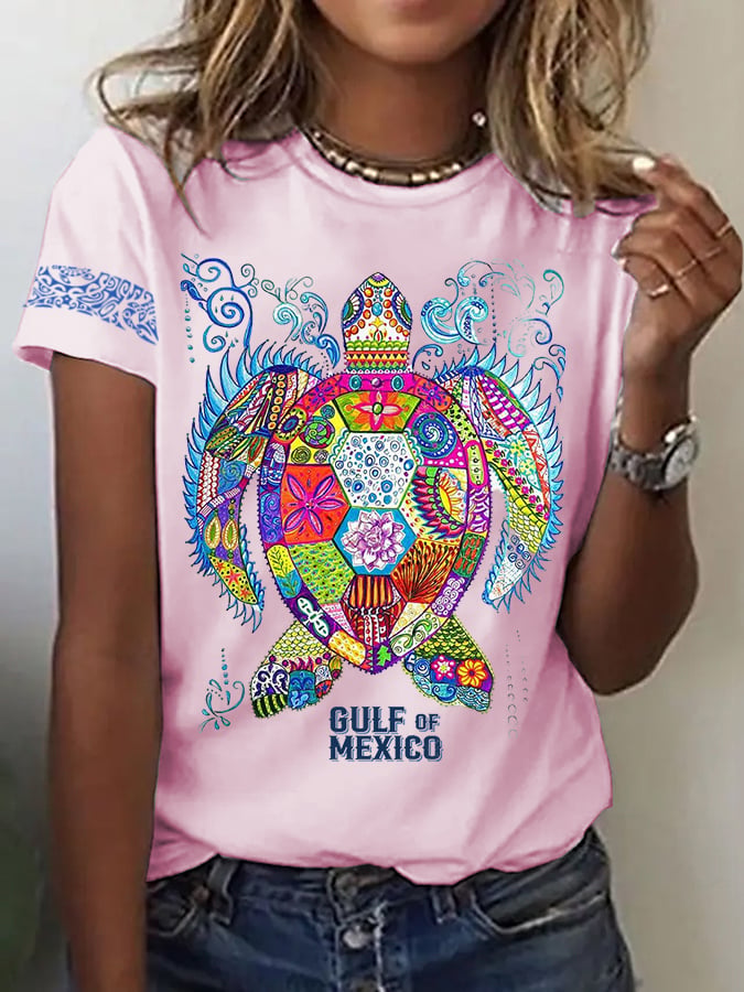 Women's Mexican Printed Crew Neck T-Shirt