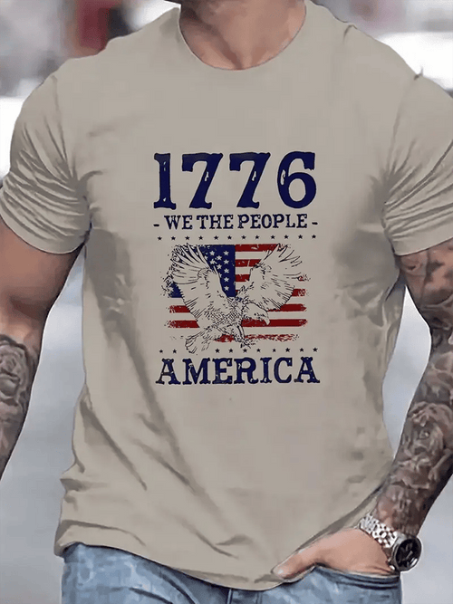 Men's American Flag Independence Day Design Casual T-Shirt