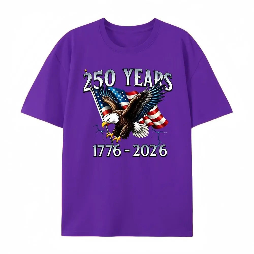 250 Years 1776- 2026 United States Flag 100% Cotton T-Shirt