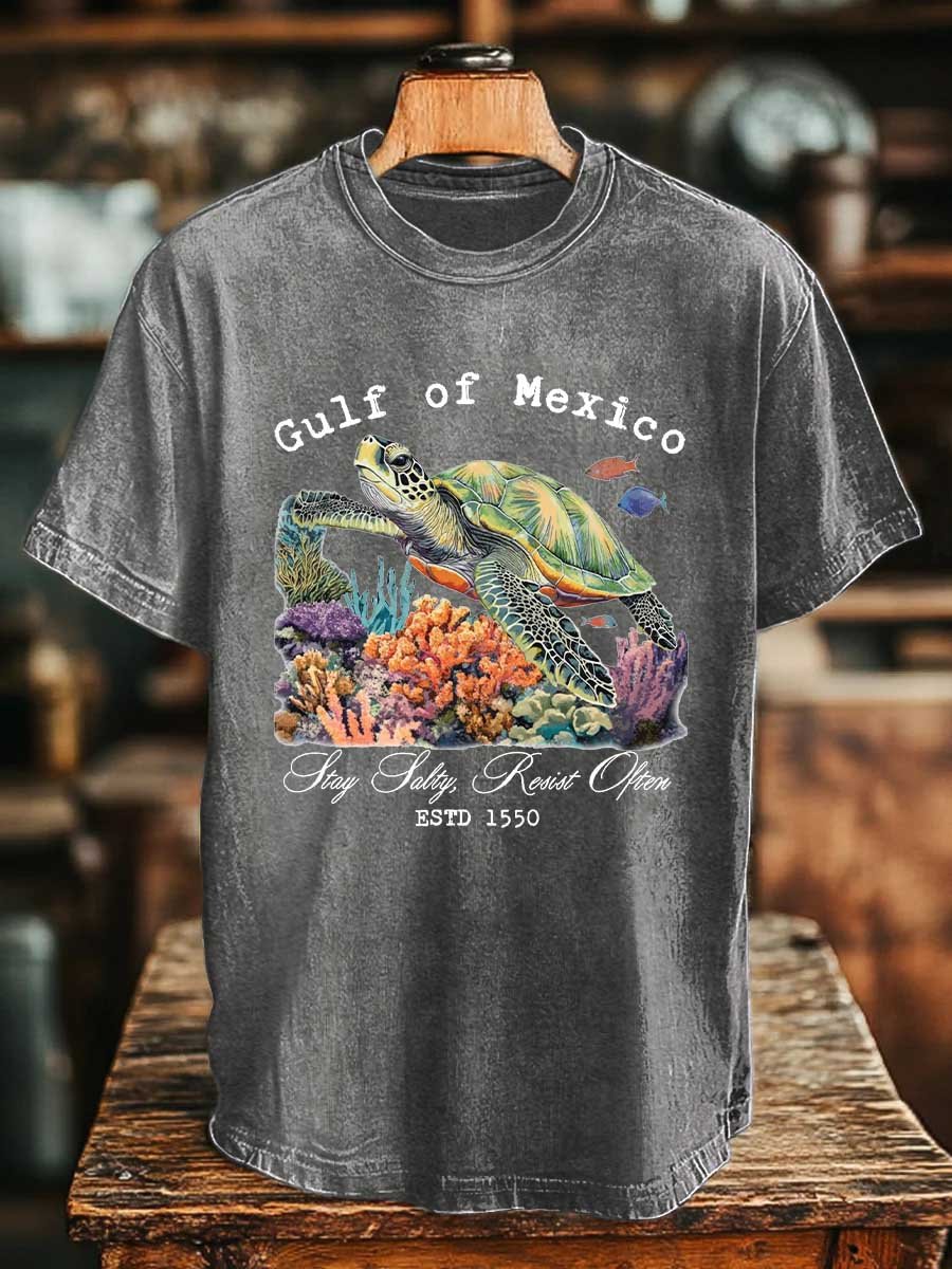 Men's Gulf Of Mexico Printed Round Neck T-Shirt