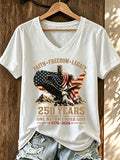 Women's 250Th Anniversary Commemorative Faith Printed V-Neck T-Shirt