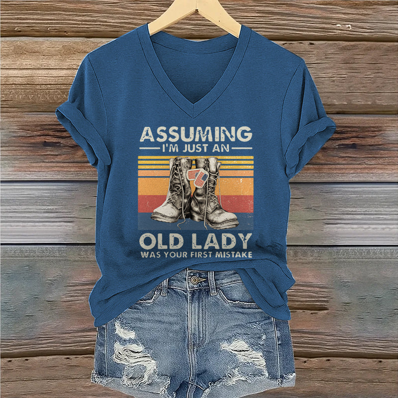 Women's Veteran Printed Casual Short Sleeve T-shirt