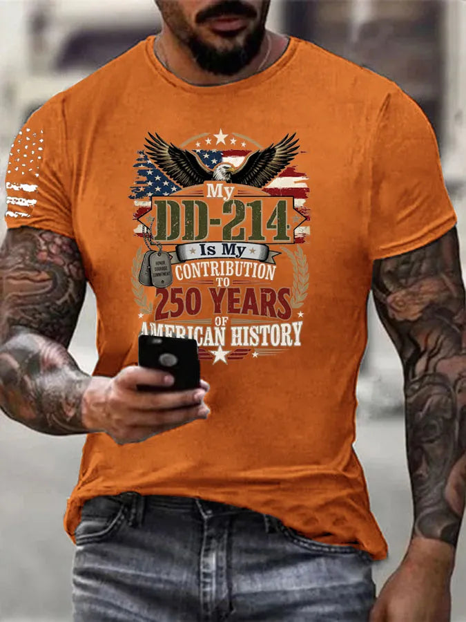 DD214 Is My Contribution To 250 Years Of American History Pattern 100% Cotton T-Shirt