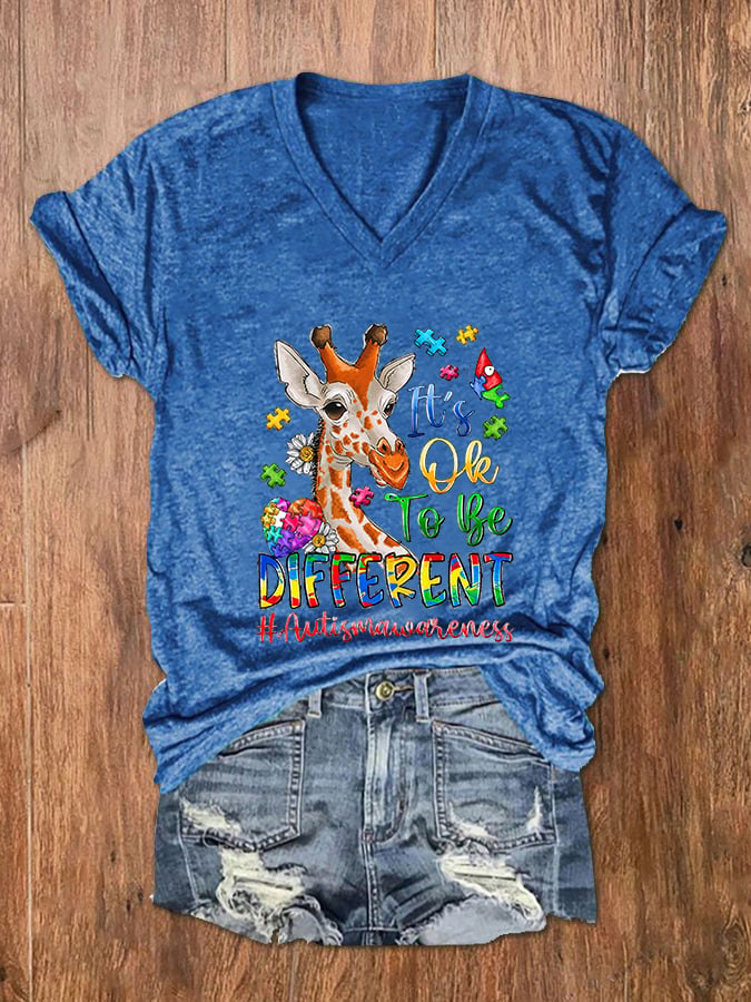 Women's It's Ok To Be Different V-Neck T-Shirt