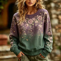 Women's Vintage Romantic Rose Gradient Art Casual Crewneck Sweatshirt