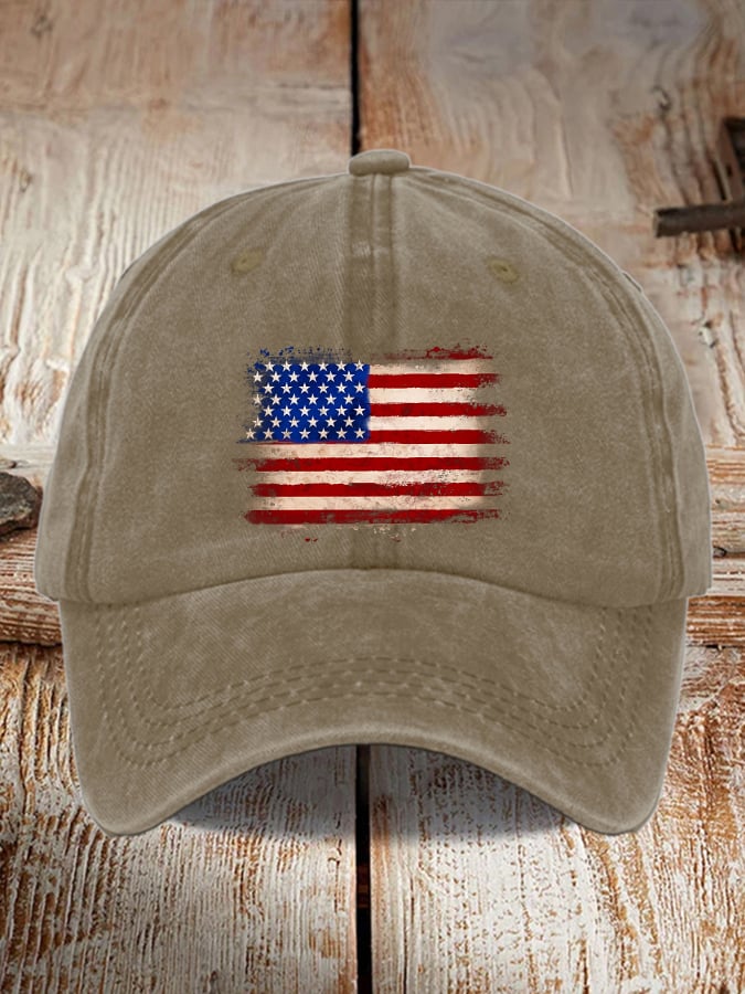 Unisex Distressed Washed Cotton Print Hat