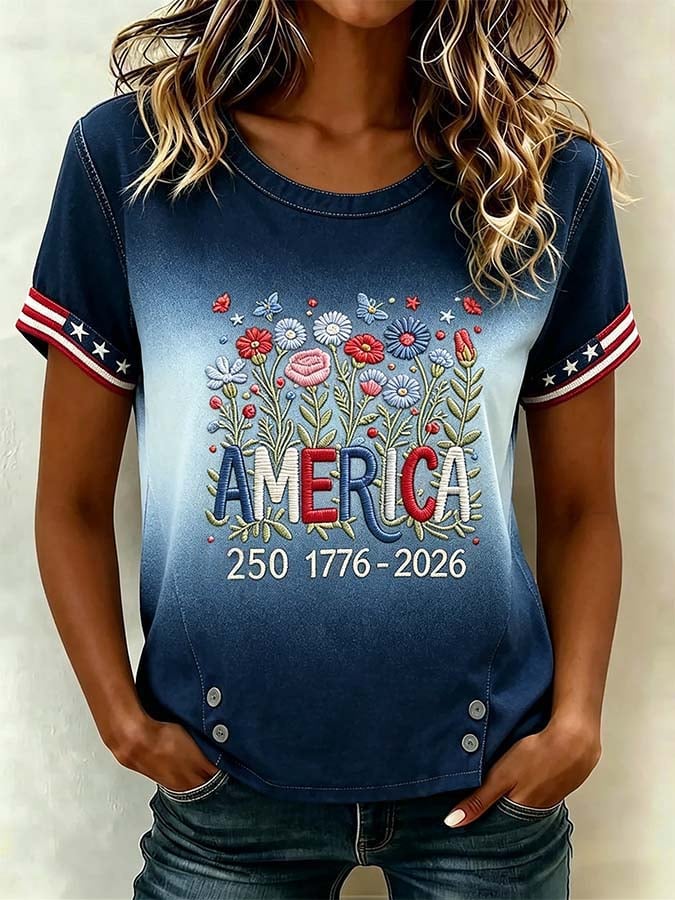 Women'S Casual Independence Day Printed Top
