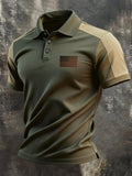 Men's Retro Patriotic Color-Block Short-Sleeve Polo Shirt