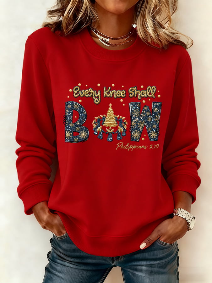 Women's Casual Every Knee Shall Bow Sweatshirt