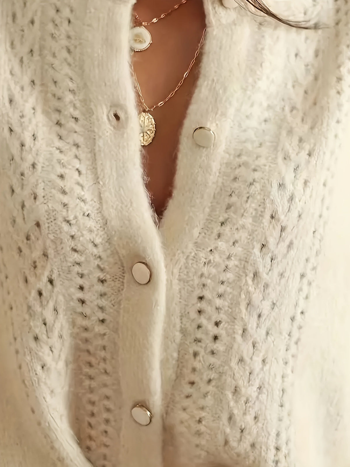 Women's French Elegance Solid Color Knit Cardigan
