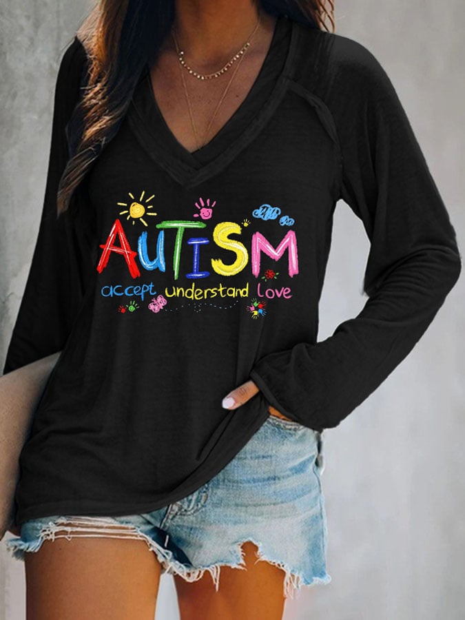 Women's Autism Print Long Sleeve T-Shirt