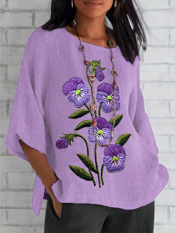 Women's Purple Flower Alzheimer's Awareness Support Shirt