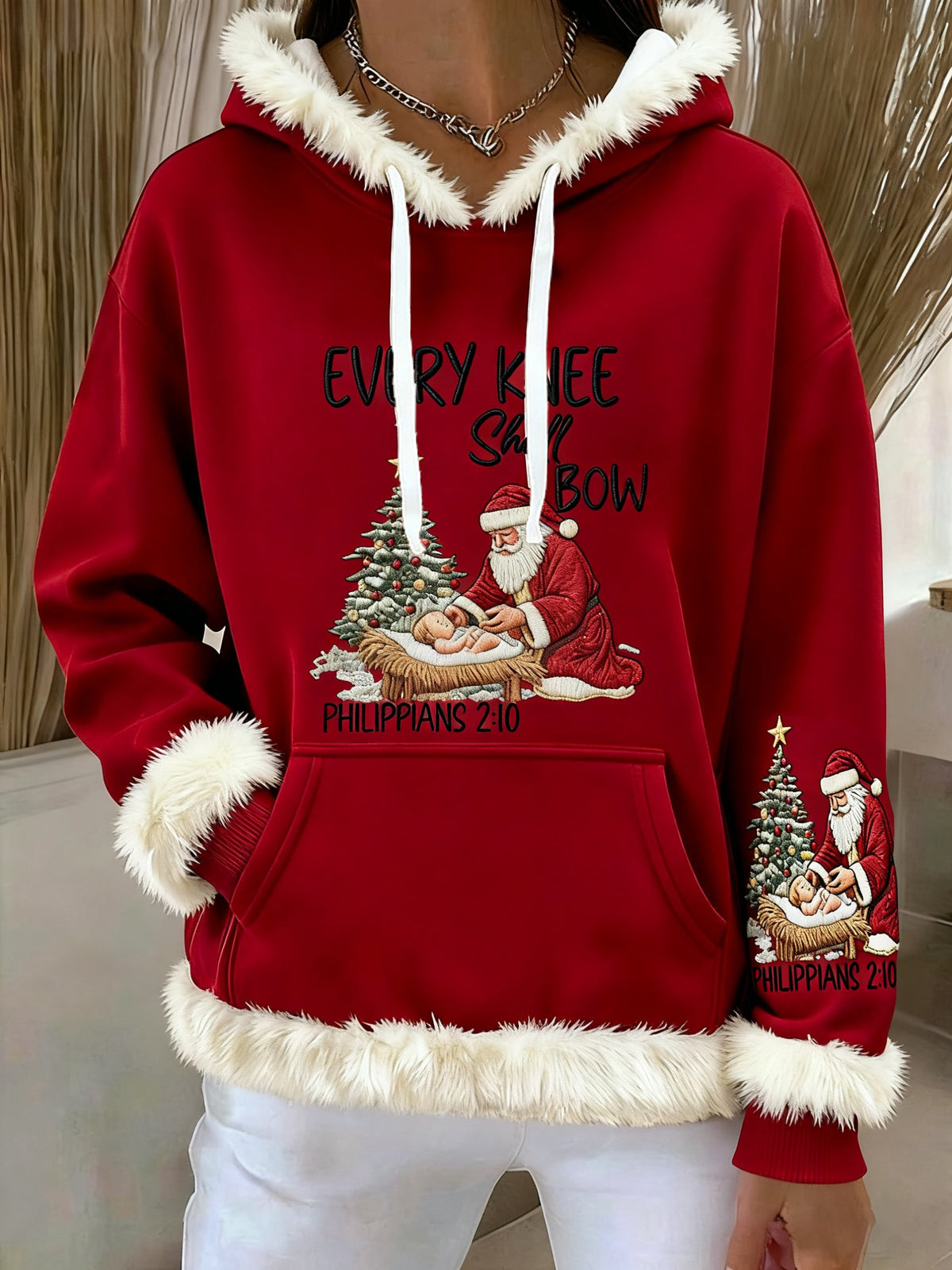 Women's Casual Faith Print Knit Sweatshirt