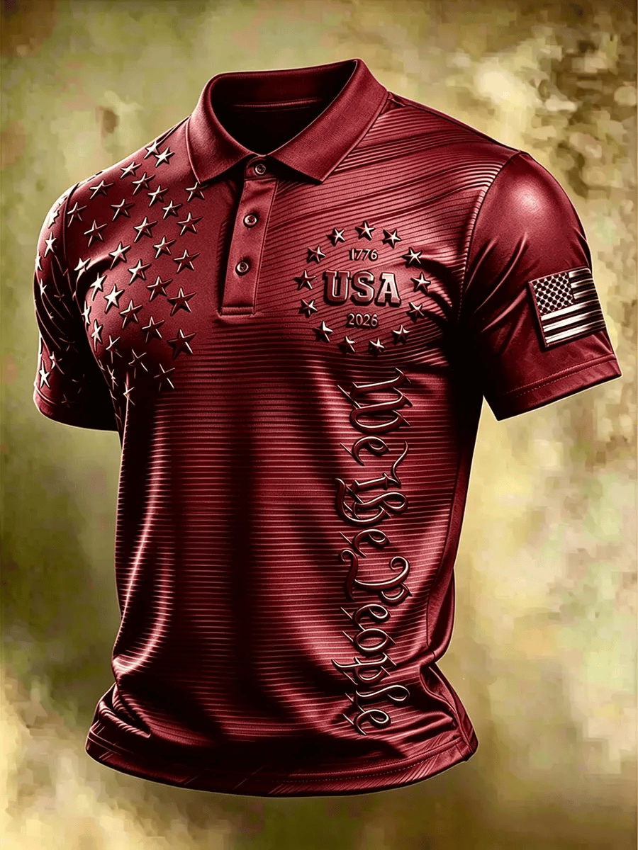 Men's USA 1776-2026 Printed Polo Shirt