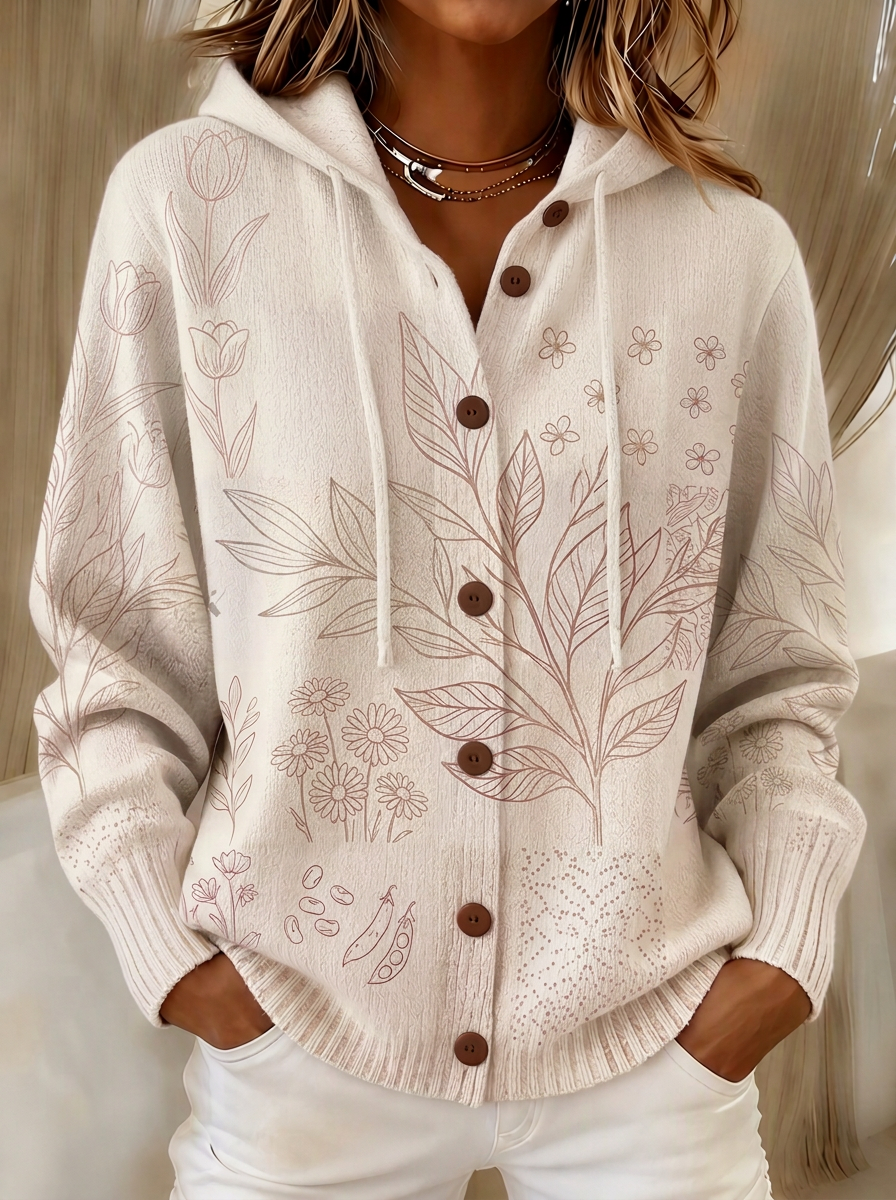 Women's Breast Cancer Awareness Pink Floral Plaid Printed Cardigan