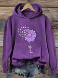 Women's Sunflower Purple Ribbon Faith For A Cure Alzheimer's Awareness Hoodie