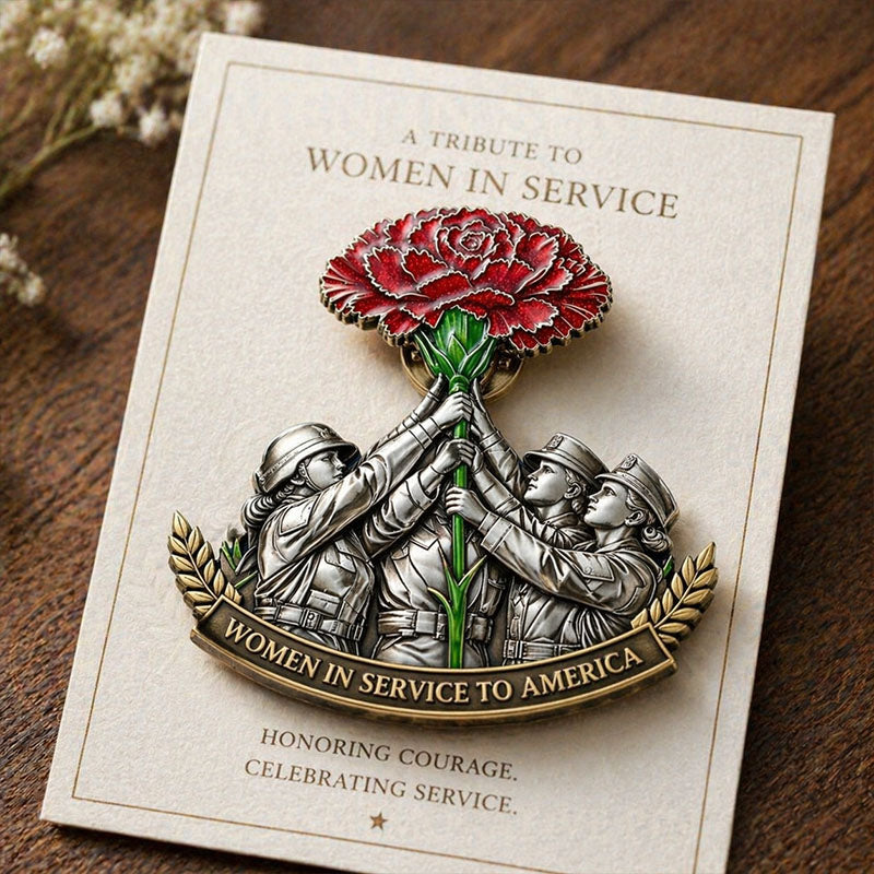 Women in Service Tribute Pin – Carnation Bouquet Military Memorial Brooch